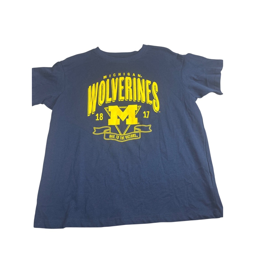 Michigan Wolverines T Shirt Blue Collegiate NCAA Football Tee Men's Size‎ Small
